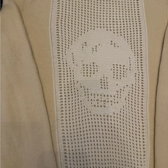 Authenticated Alexander McQueen Beige Crewneck Sweater with Skull Design - Picture 3 of 6